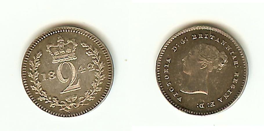 English Maundy 2 Pence 1842 Virt. Unc